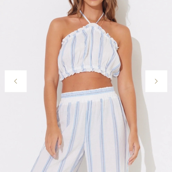 Ocean Drive, Striped White and Blue Women's 2 Piece Set - Picture 4 of 10